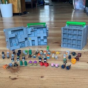 Bundle of 51 Minecraft Mini figures with 2 Storage Cases